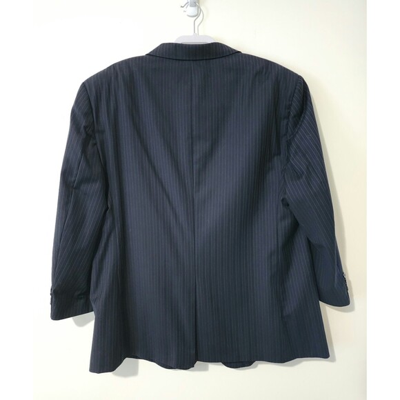 JoS A Bank Mens Wool Pinstripe Blazer Jacket Black 3-Button Notch Lapel Size 52R - Picture 3 of 9